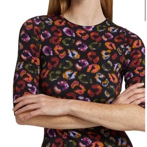 NWT FARM Rio Jersey Sheath Dress Black Ikat Leopard